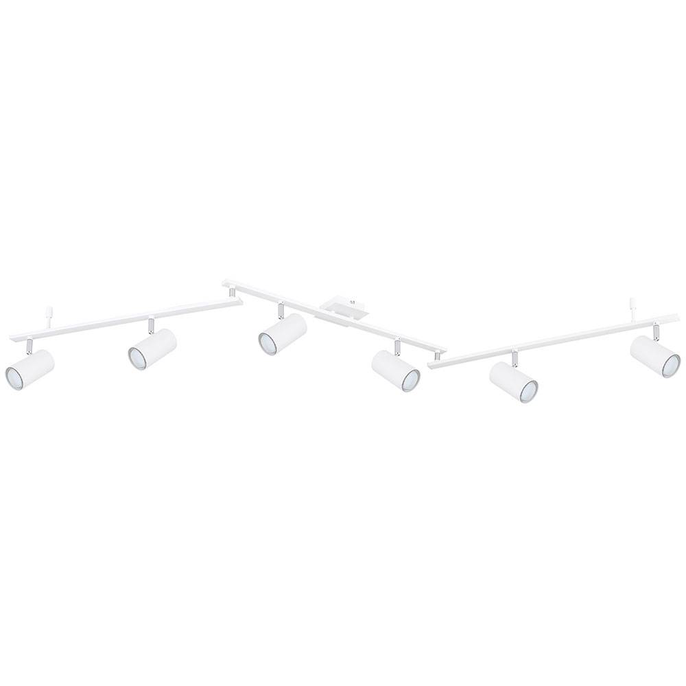 Spot Leiste Deckenstrahler 4 flammig Deckenleuchte weiß, Spots beweglich, Metall weiß skandinavisch, 6x GU10 Fassungen, LxBxH 180x10x18,5cm