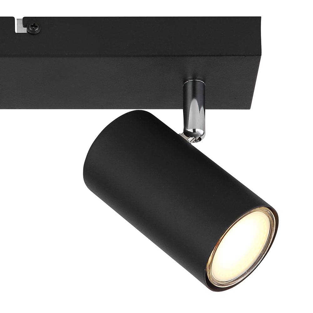 Deckenleuchte Spot 2 flammig Deckenstrahler schwarz Deckenlampe Esszimmer mit schwenkbaren Strahlern, Metall, 2x GU10, LxBxH 26x6x12