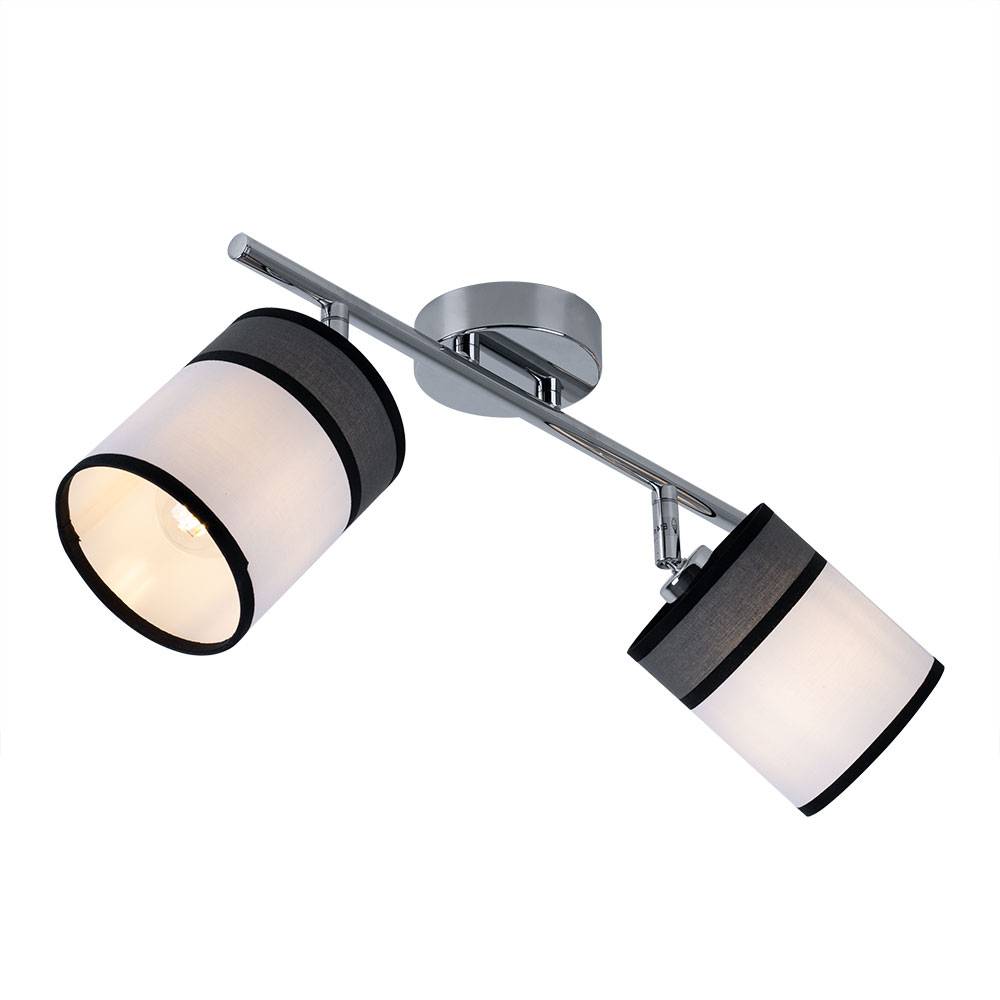 LED Deckenleuchte 2 Flammig grau Deckenlampe dimmbar mit Fernbedienung Wohnzimmerlampe grau, RGB Farbwechsel, Spots schwenkbar, Metall, 2x 4,8W 2x