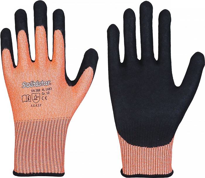 Schnittschutzhandschuhe Solidstar 1683 Gr.10 orange/schwarz EN 388 PSA II 12 PA