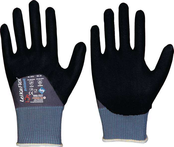 Handschuhe LeikaFlex® Brilliant Gr.8 grau/schwarz PSA II 12 PA LEIPOLD