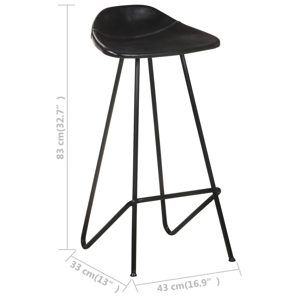 vidaXL Barhocker 4 Stk. Schwarz Echtleder