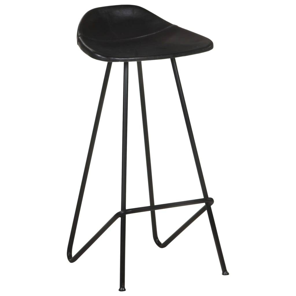 vidaXL Barhocker 4 Stk. Schwarz Echtleder