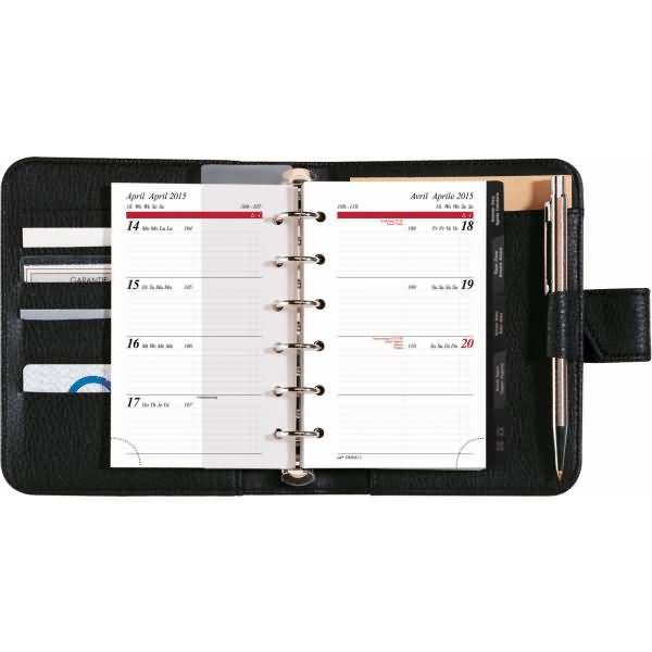 Terminplaner ohne Kalendarium 7,6x12,7cm Nappaleder schwarz
