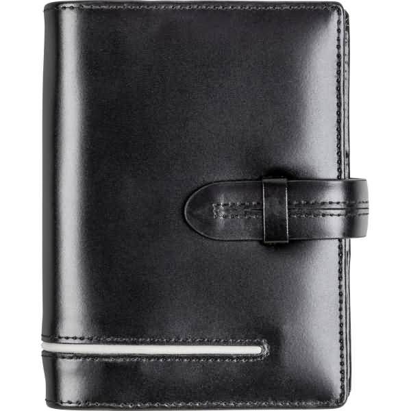 Terminplaner ohne Kalendarium 7,6x12,7cm Leder schwarz