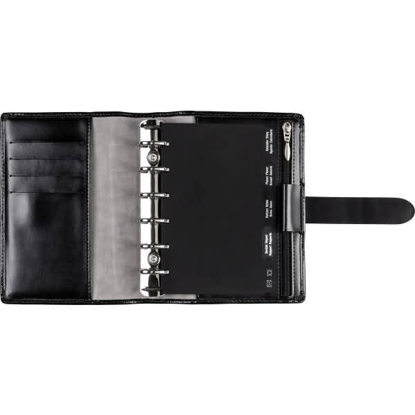 Terminplaner ohne Kalendarium 7,6x12,7cm Leder schwarz