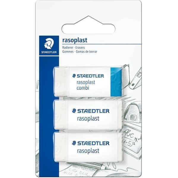 Radierer rasoplast PVC 66x15x110mm weiß Blister