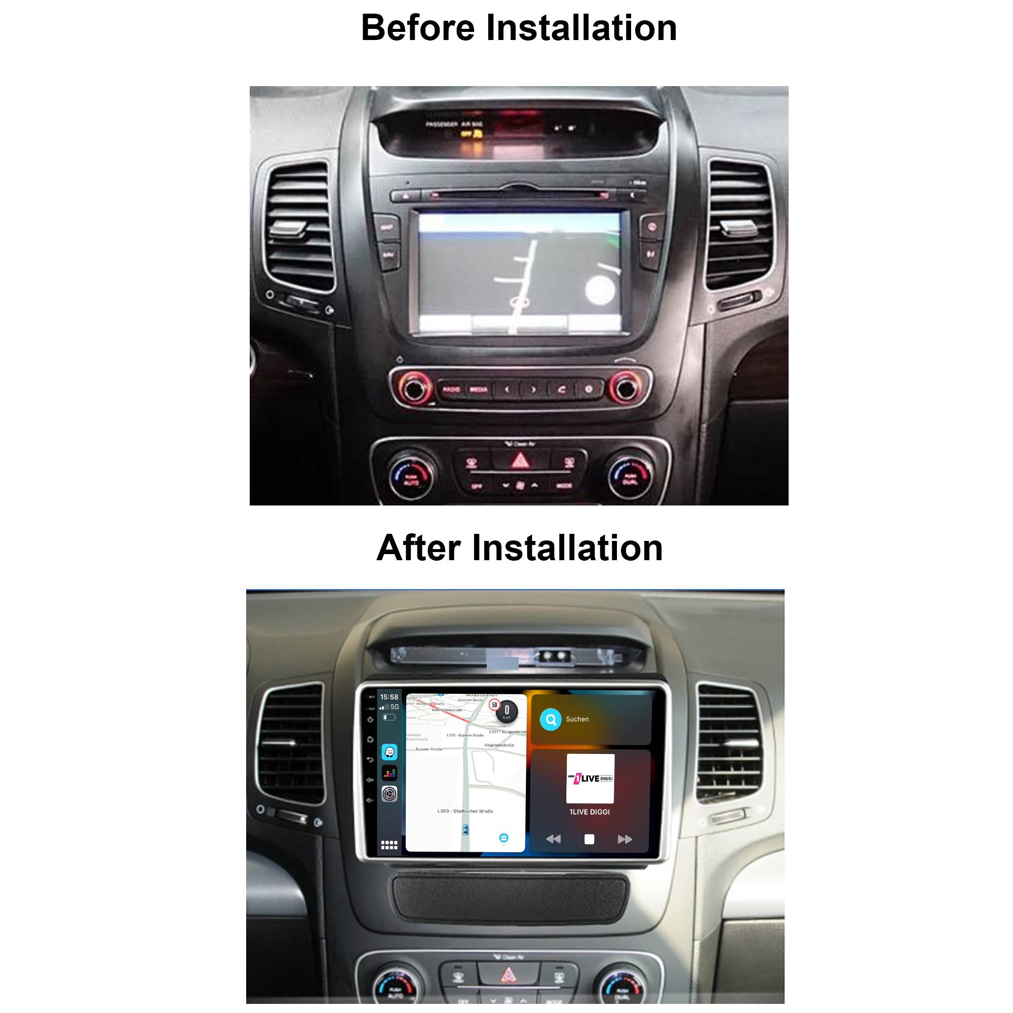 Für Kia Sorento 9" Touchscreen Android Autoradio GPS Navigation CarPlay