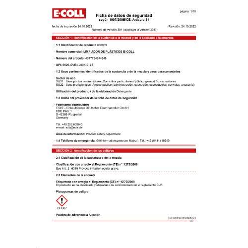 E-COLL Kunststoffreiniger-Spray 500ml