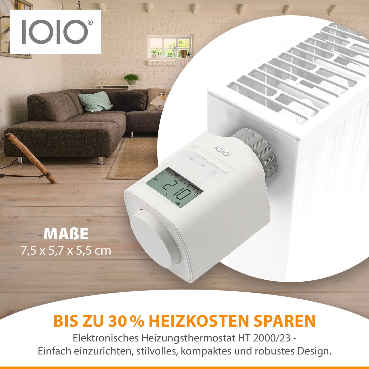 2 Stück IOIO HT 2000 Elektronischer Thermostat Heizkörperthermostat spart bis 30% Heizkosten