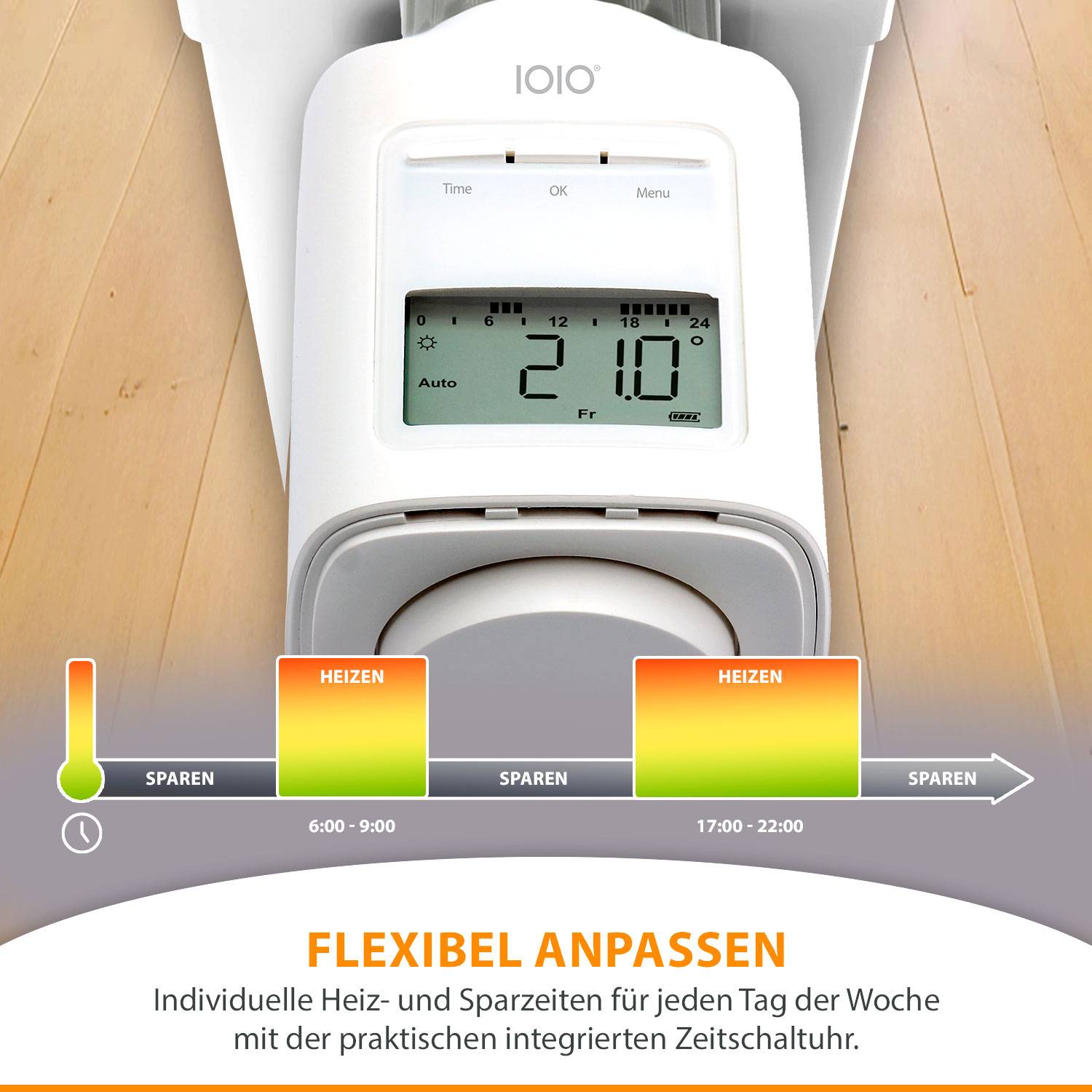 5 Stück IOIO HT 2000 Elektronischer Thermostat Heizkörperthermostat spart bis 30% Heizkosten