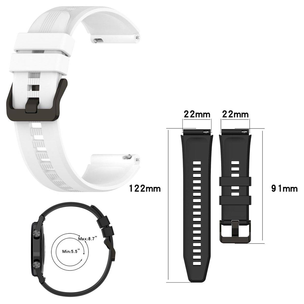 Für Honor Watch GS 3 / GS3 Kunststoff / Silikon Armband Watch Uhr Weiß Ersatz Arm Band