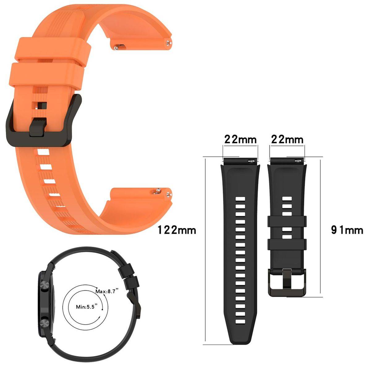 Für Honor Watch GS 3 / GS3 Kunststoff / Silikon Armband Watch Uhr Orange Ersatz Arm Band