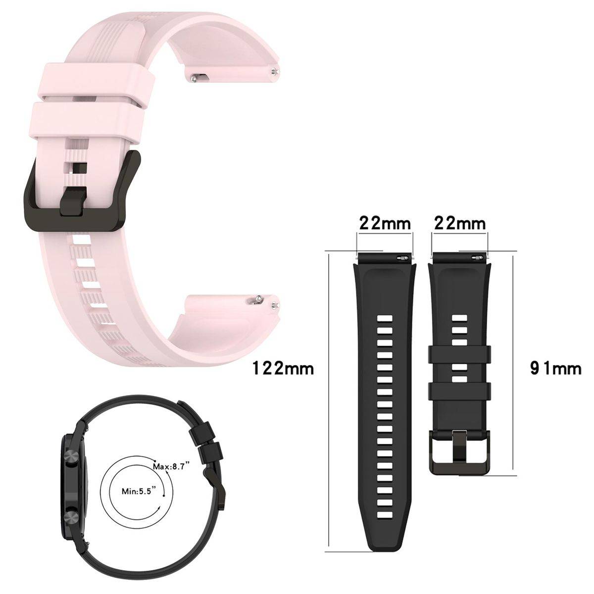 Für Honor Watch GS 3 / GS3 Kunststoff / Silikon Armband Watch Uhr Rosa Ersatz Arm Band