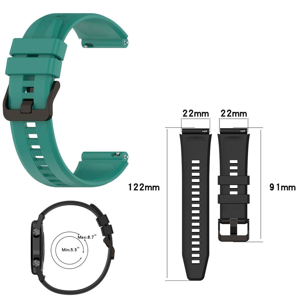 Für Honor Watch GS 3 / GS3 Kunststoff / Silikon Armband Watch Uhr Grün Ersatz Arm Band