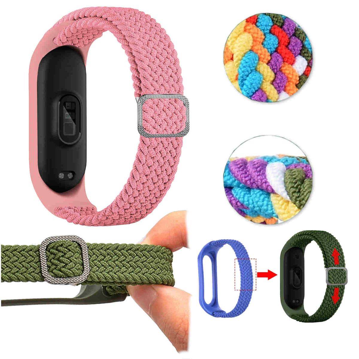 Für Xiaomi Mi Band 5 / 6 / 7 Uhr Watch Nylon Silikon Armband Ersatz Sport Arm Band Muster 3