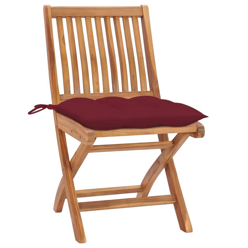 vidaXL Klappbare Gartenstühle mit Kissen 8 Stk. Massivholz Teak