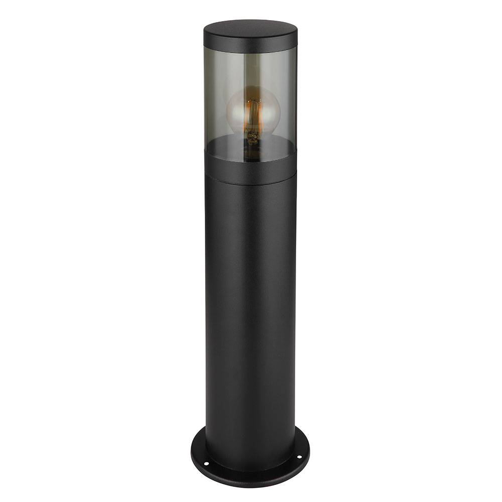 Sockelleuchte Außen Stehlampe Außenleuchte Edelstahl, Spritzwasserfest Garten, schwarz rauchfarben, 1x E27 Fassung, DxHxB 14x50x10,2cm