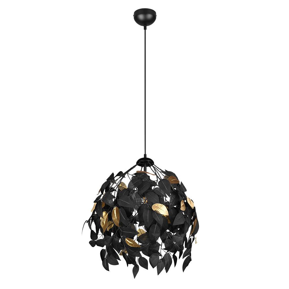 Hängeleuchte Fernbedienung dimmbar Wohnzimmerleuchte Hängelampe Farbwechsel Blätter Lampe schwarz gold, Metall, 1x RGB LED 8,5W 806Lm warmweiß, Dx