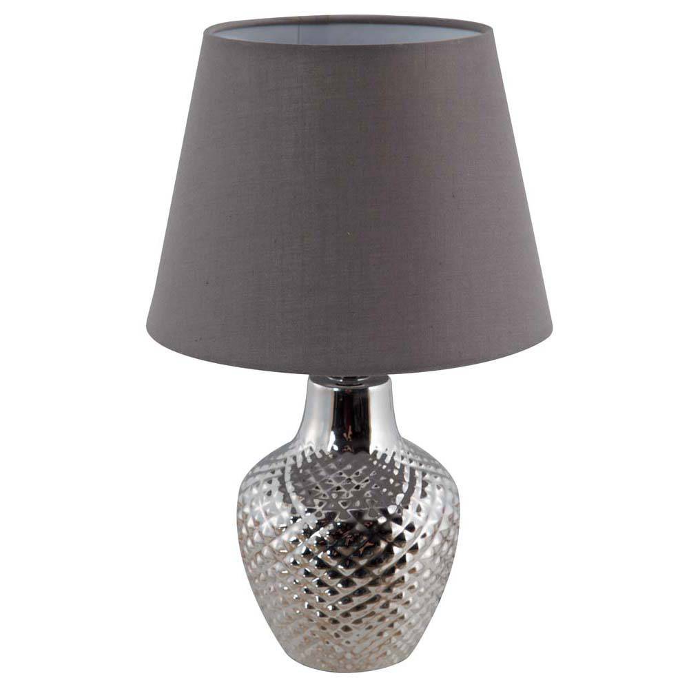 Tischlampe Wohnzimmer Nachttischlampe Tischlampe Keramik, Schlafzimmer Chrom Textil braun, 1x E14 Fassung, DxH 20x32cm