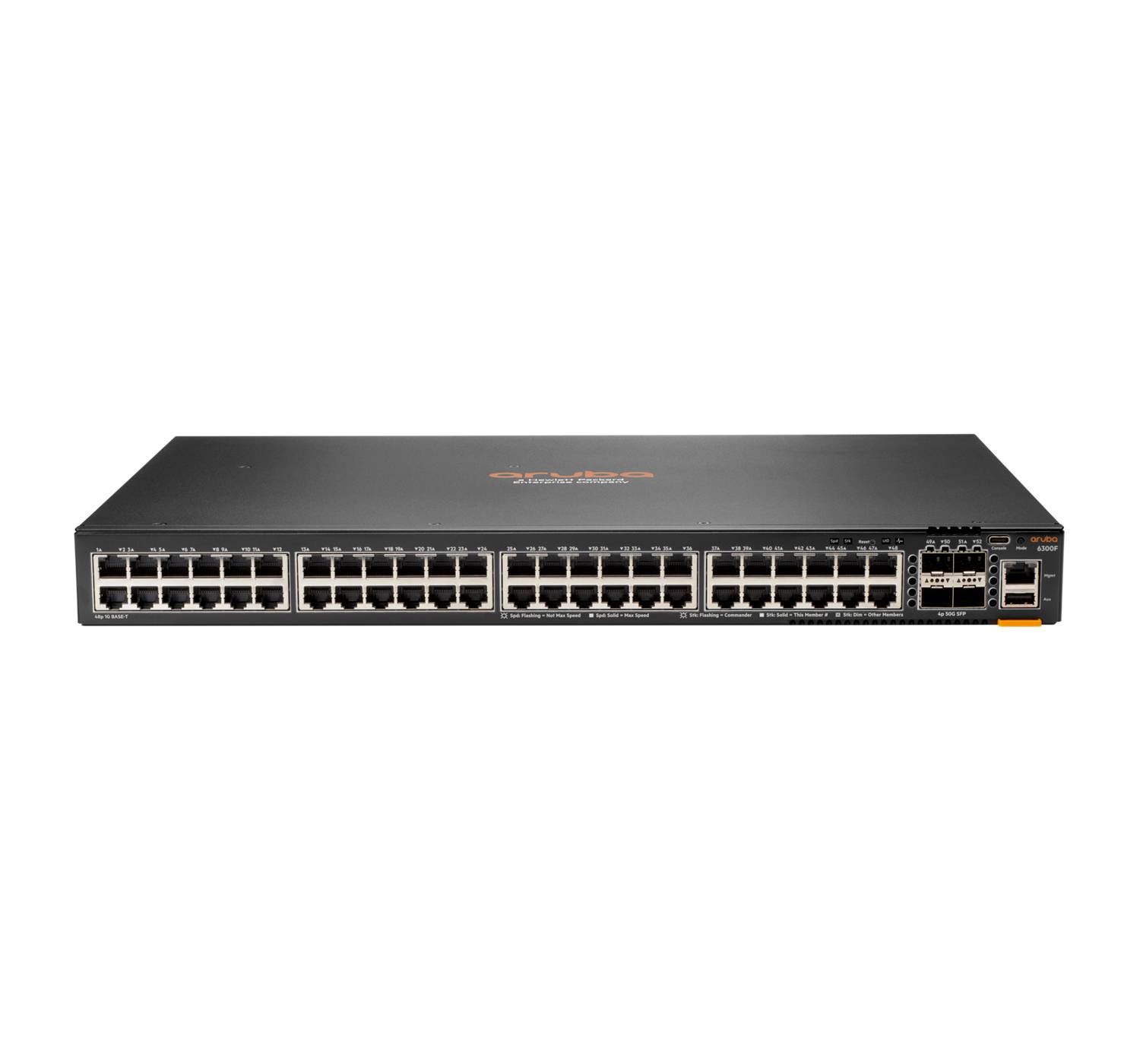 HPE Aruba 6300F - Switch - L3 - managed - 48 x 10/100/1000 + 4 x 1 Gigabit / 10 Gigabit / 25 Gigabit / 50 Gigabit SFP56