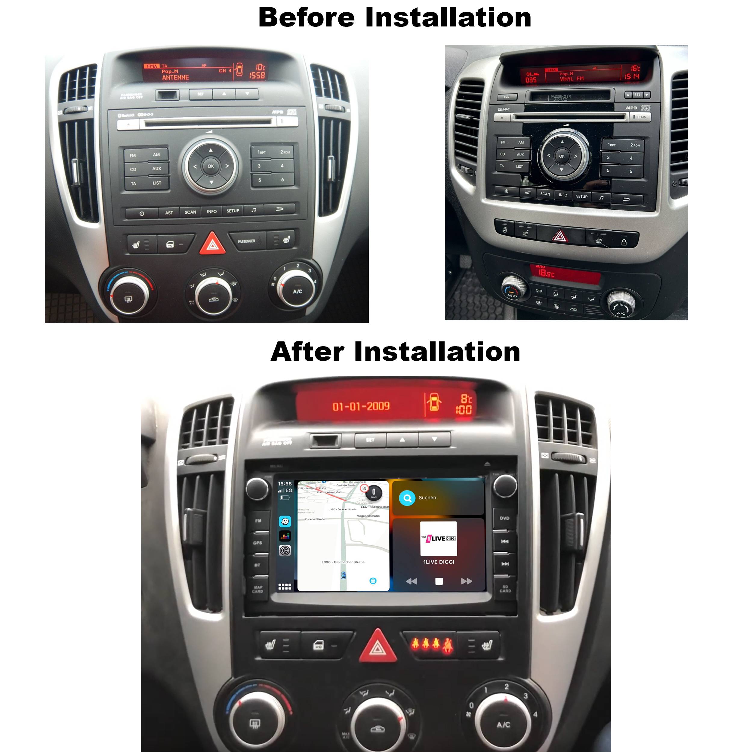 Für Kia Cee'd Venga 7" Touchscreen Android Autoradio DVD GPS Navi CarPlay