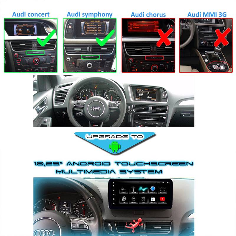 Für Audi Q5 Concert/Symphony RHD 10.2" Touchscreen Android GPS Navi USB CarPlay
