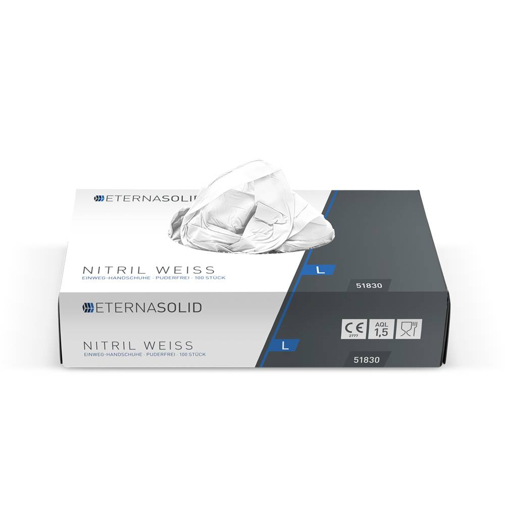 ETERNASOLID Nitril-Handschuhe, Größe S, weiß, 100 Stück/Box