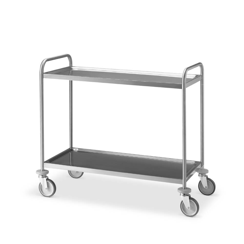 ETERNASOLID Edelstahlwagen Progress 120 x 60 cm (BxT), fest verschweißt, schallgedämpft, 2 Böden