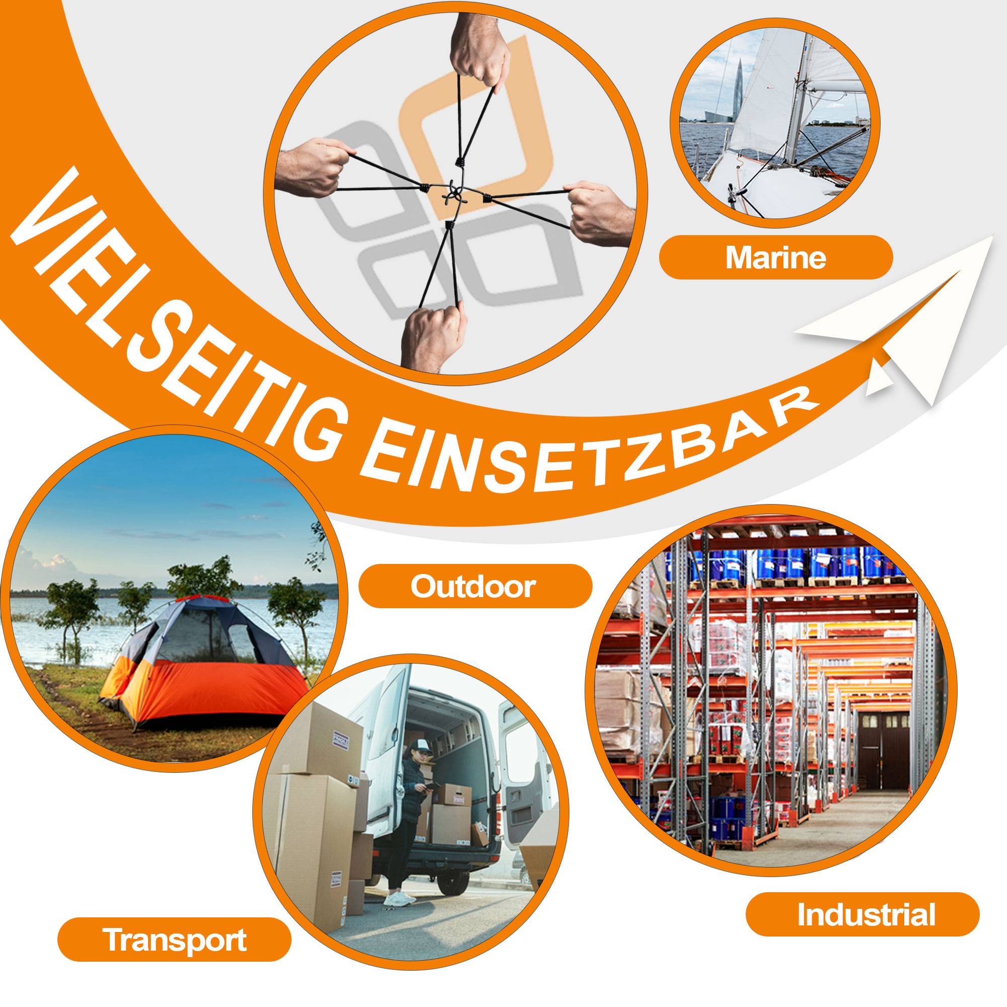 Dreamprint Expanderschlingen mit Haken Schwarz – 50 Stück | 6 mm | 30 cm | Planenspanner Spanngummi | Metall-Spiralhaken | UV- & Wetterfest | Plane