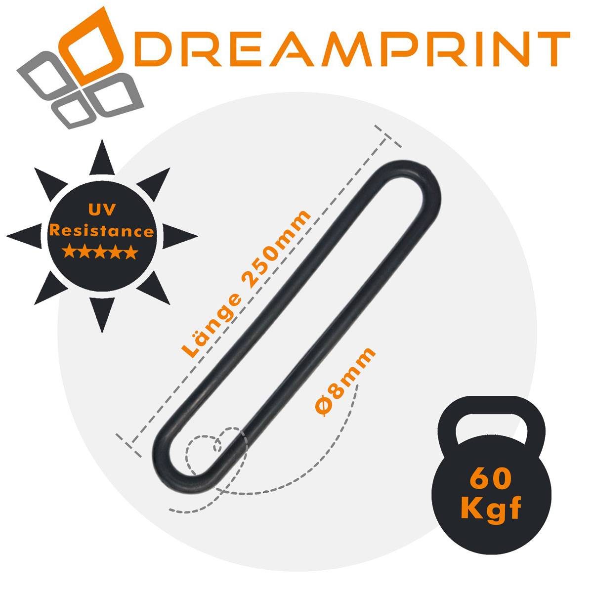 Dreamprint Gummispannringe (100 Stück, 250mm, Ø8mm) – Spanngummi in Schwarz für Anhängerplanen - Gummiring, Spannring, Gummiband, Planenspanner