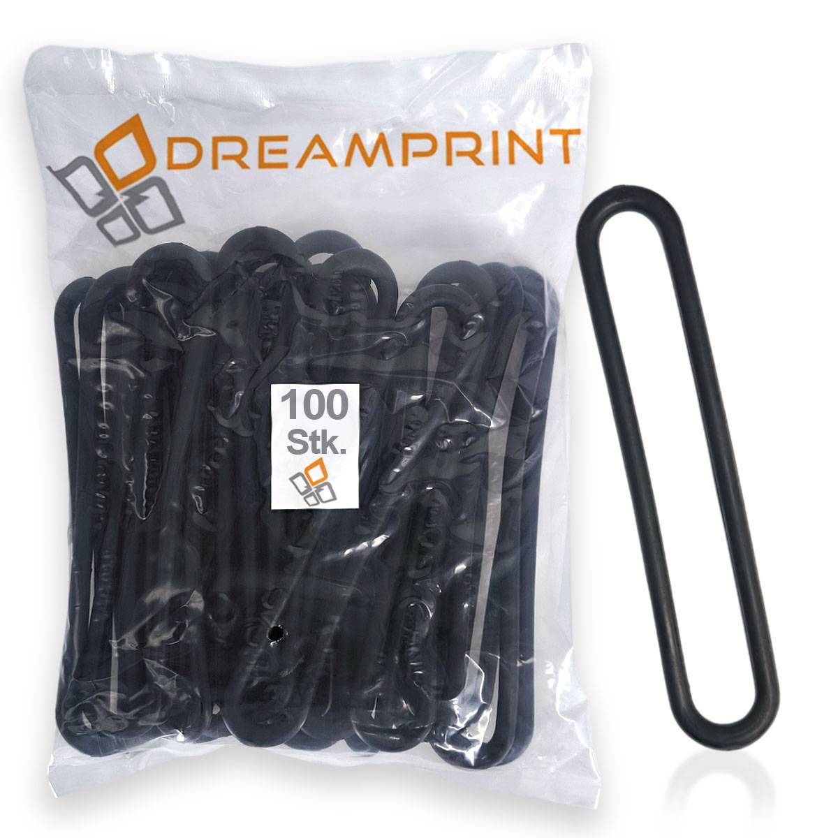Dreamprint Gummispannringe (100 Stück, 400mm, Ø8mm) – Spanngummi in Schwarz für Anhängerplanen - Gummiring, Spannring, Gummiband, Planenspanner