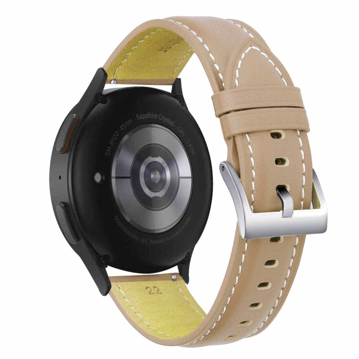 Für Samsung Watch 5 / 5 Pro 40 / 44 / 45 mm Uhr Echt Leder Armband V "A" Ersatz Arm Band Karamell