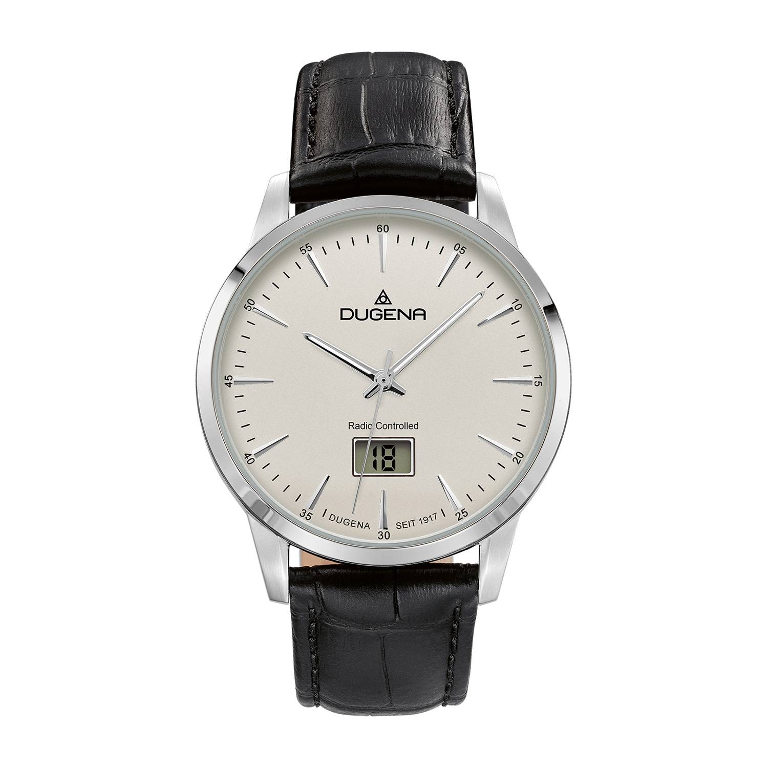 Dugena Herren-Armbanduhr Momentum, Funk, digitales Datum, Edelstahl, 5 bar