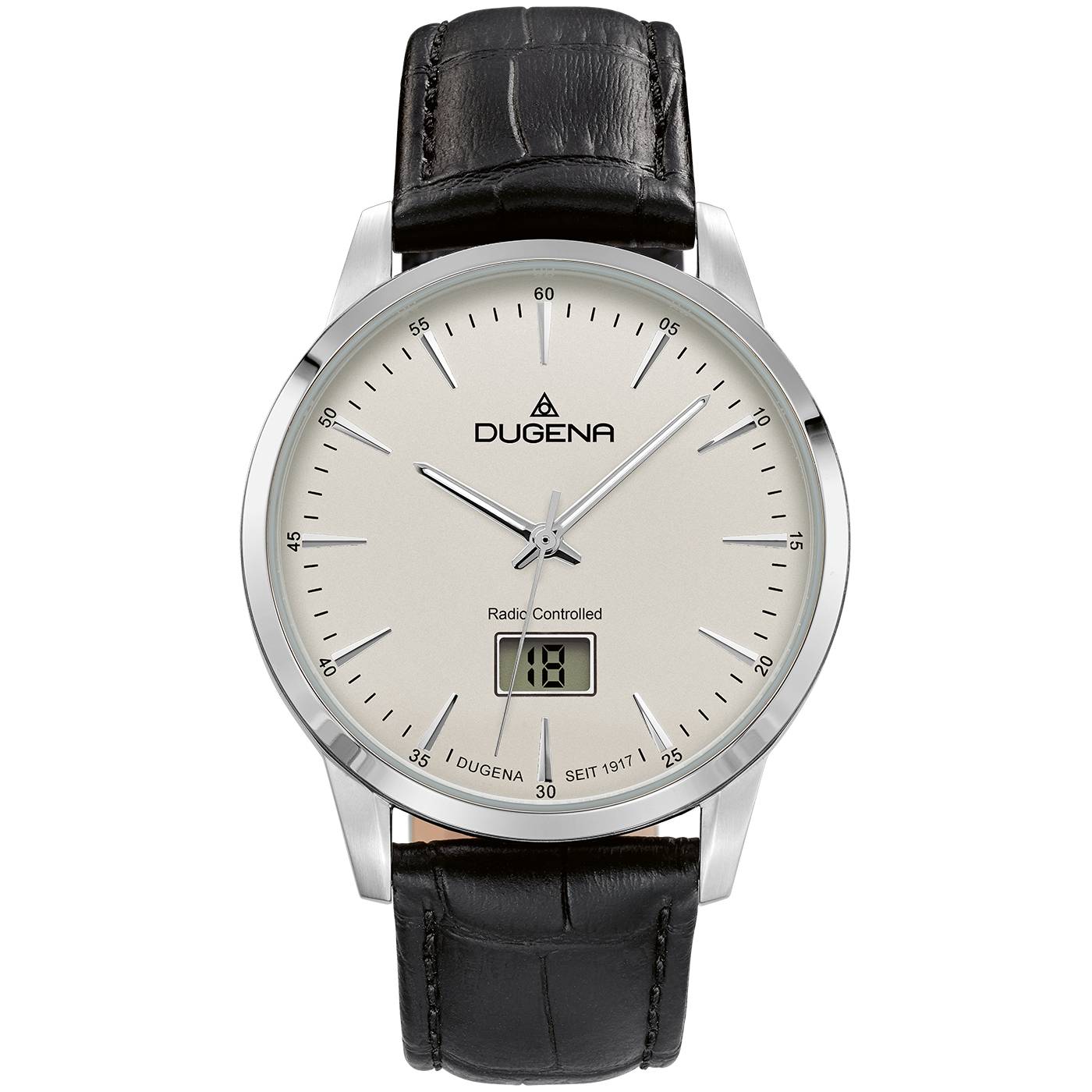 Dugena Herren-Armbanduhr Momentum, Funk, digitales Datum, Edelstahl, 5 bar