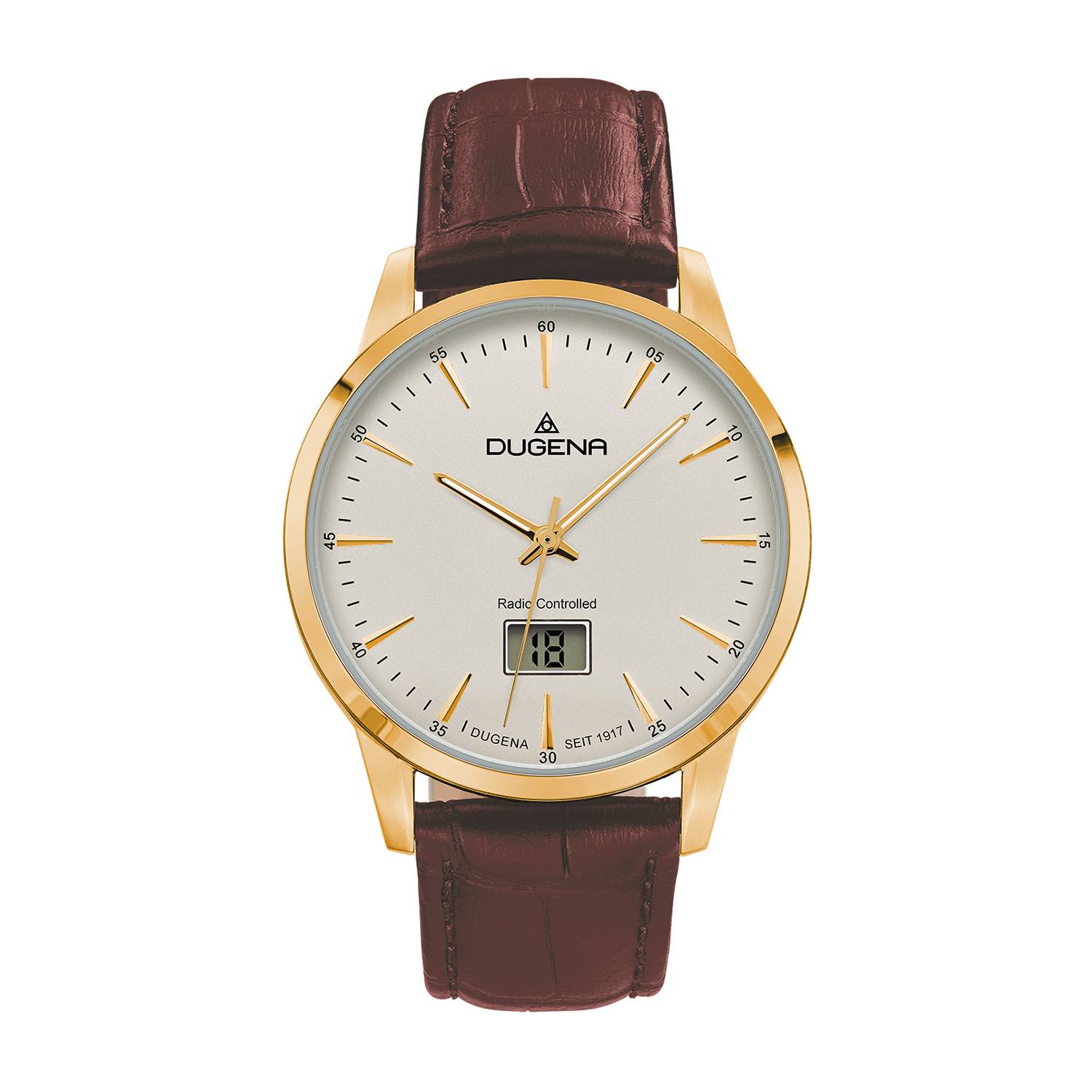 Dugena Herren-Armbanduhr Momentum, Funk, digitales Datum, Edelstahl, 5 bar