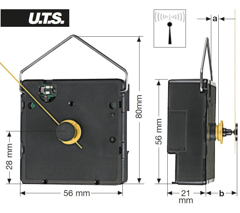 Funkuhrwerk GK UTS 700, extrastarke Ausführung, für Wanduhren
