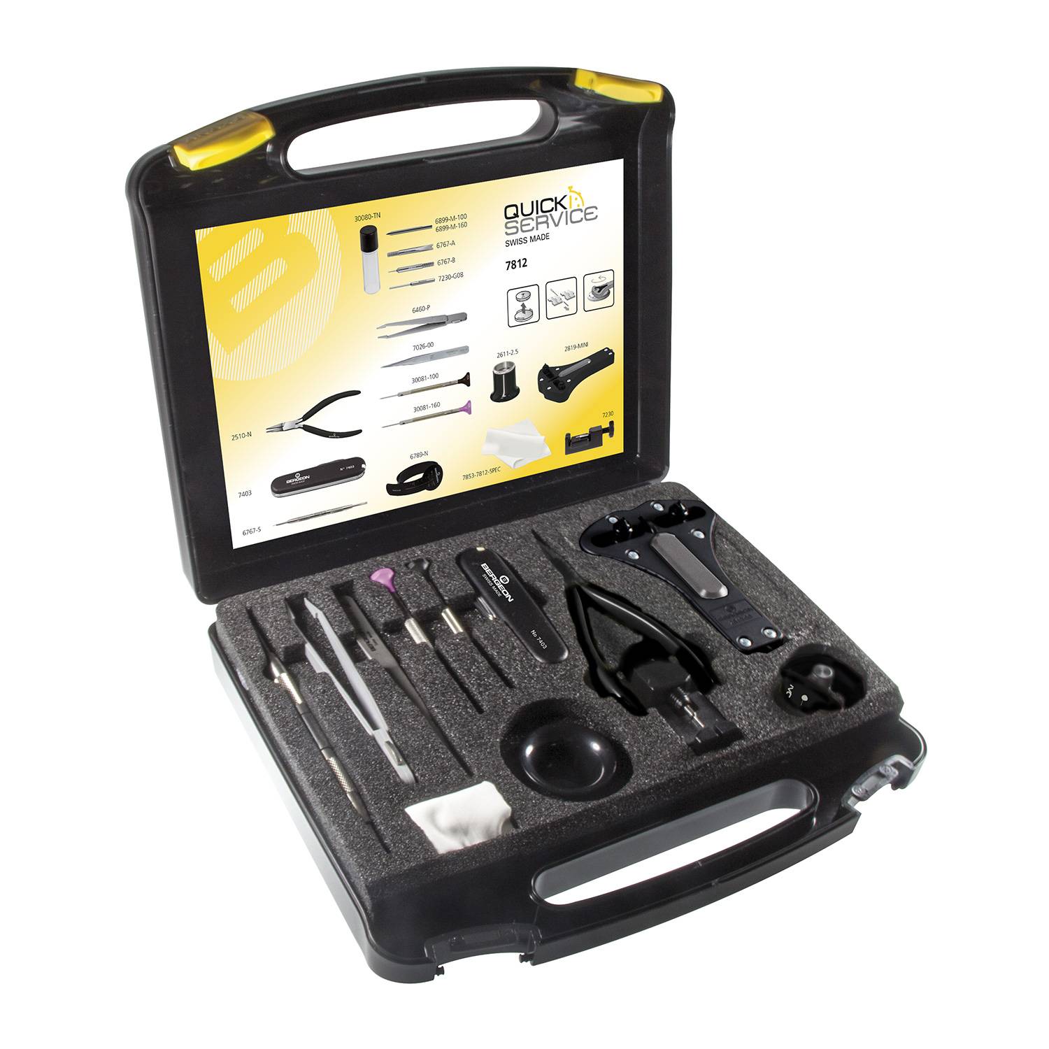 Bergeon 7812 Uhrenwerkzeug-Set, QUICK SERVICE, 18-teilig, swiss made