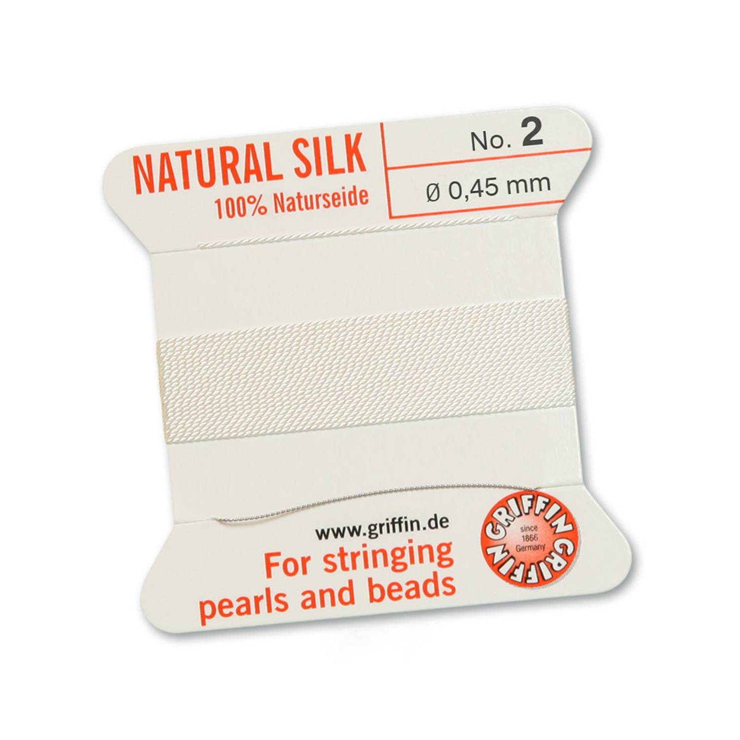 SELVA Perlseide Natur weiß Nr-2-0,45mm - 2m / 1 Nadel
