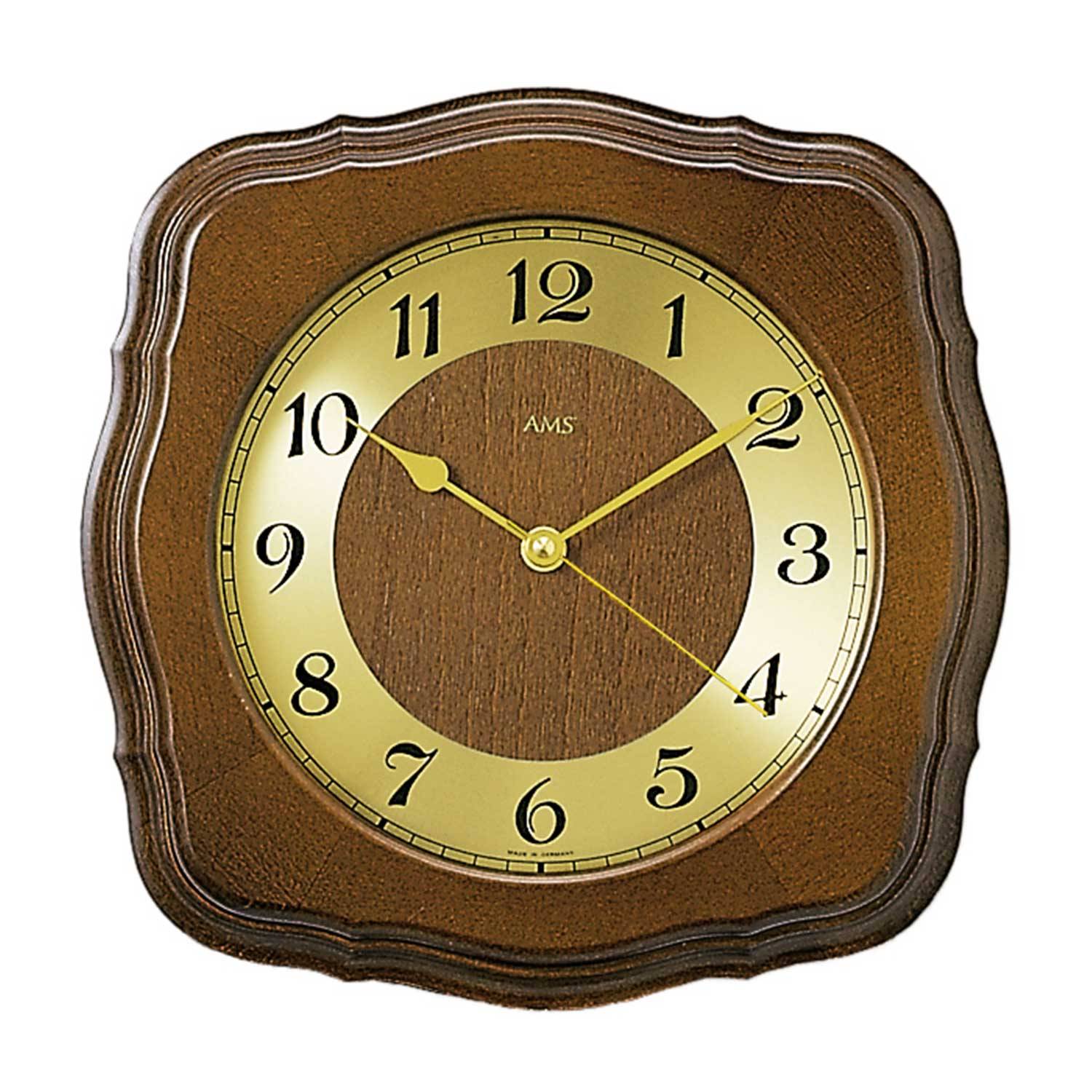 AMS 5862/1 Funk-Wanduhr, Massivholz, Nussbaum, Mineralglas