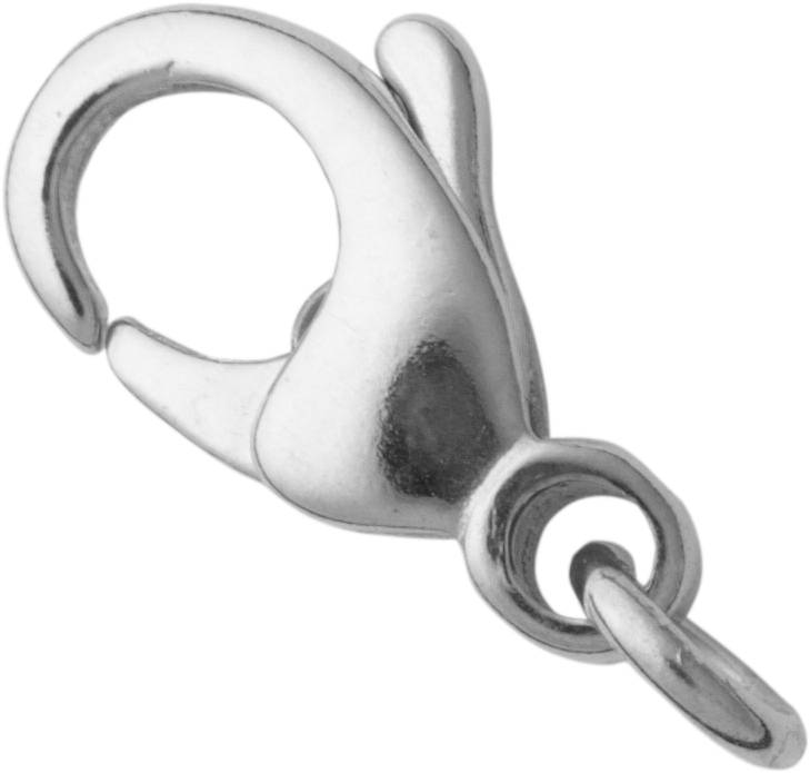 SELVA Karabiner gewölbt Silber 935/- rhodiniert 11,00mm gegossen mit Bindering Ø 3,50mm