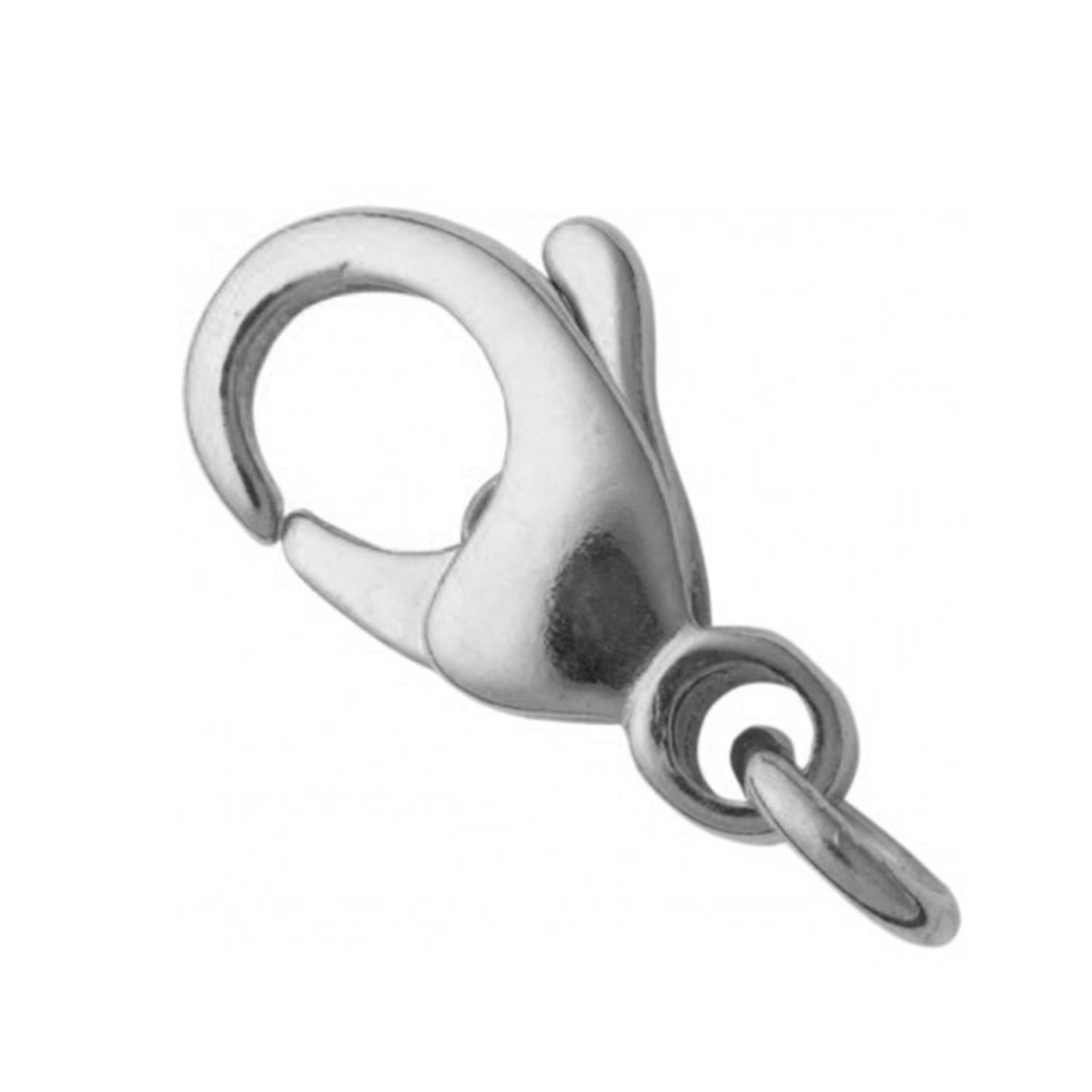 SELVA Karabiner gewölbt Silber 935/- rhodiniert 13,00mm gegossen mit Bindering Ø 4,0mm