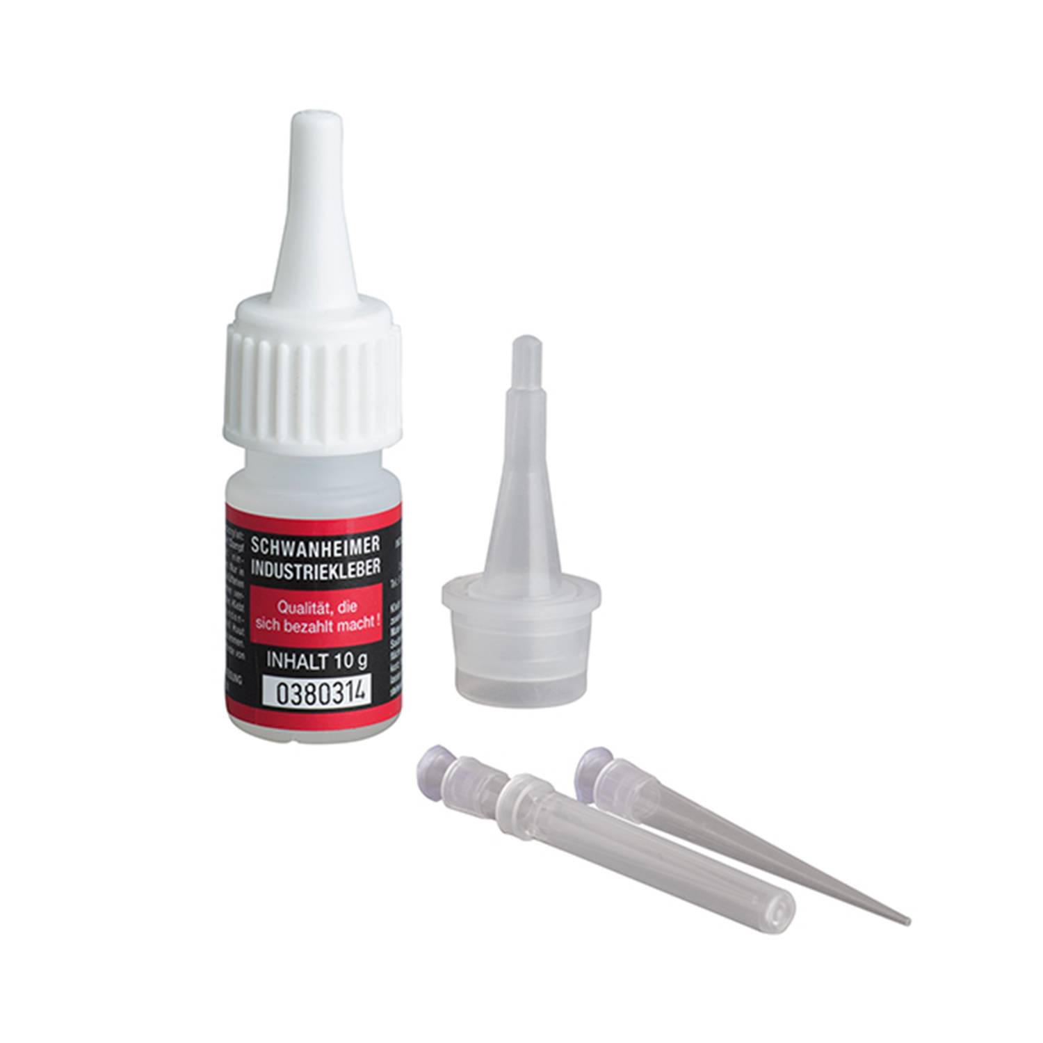 SCHWANHEIMER Industriekleber Set I, mit Kleber 10g, Dosierspitze und Tropfer