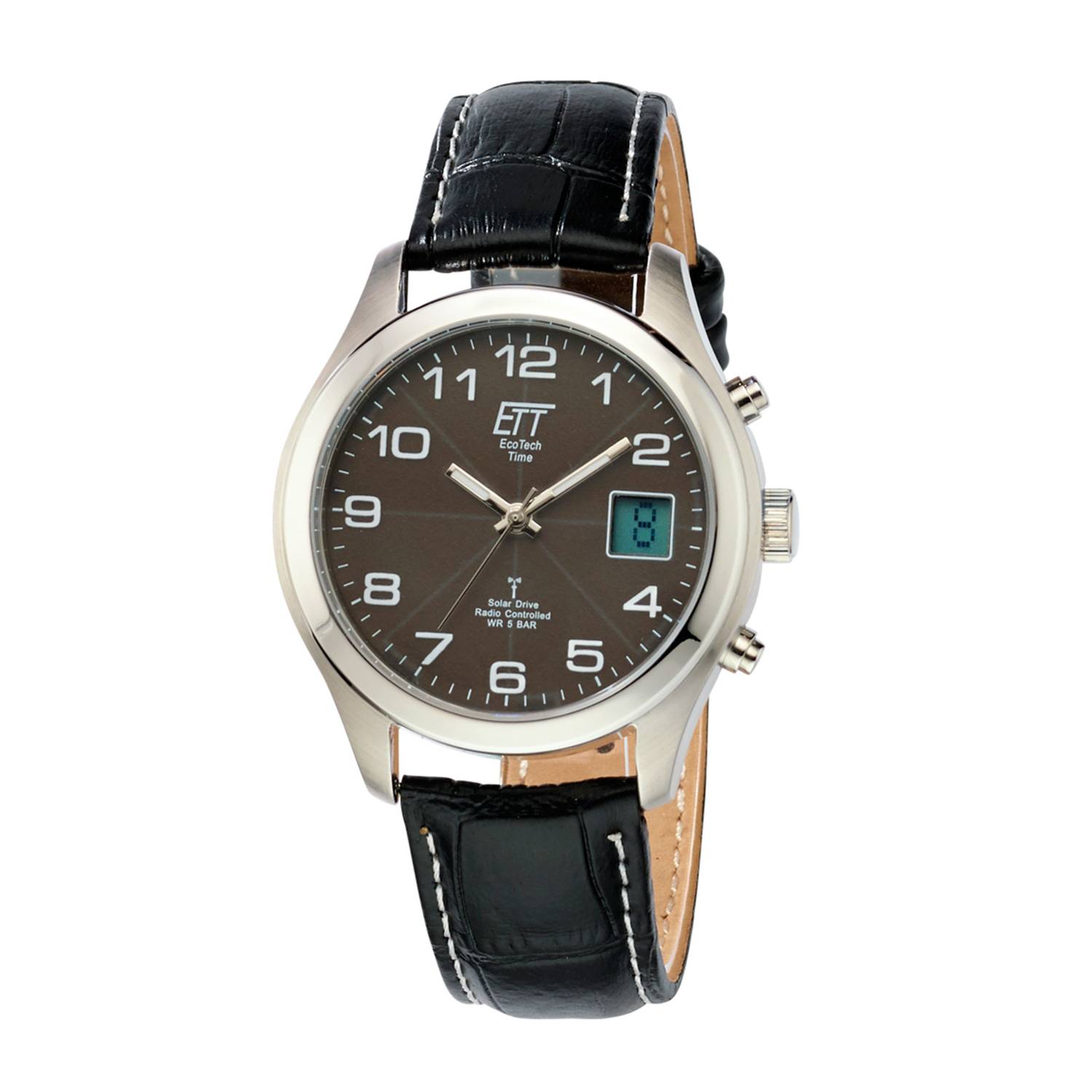 ETT Herrenuhr EGS-11330-50L, Funk, Solar, analog-digital, Edelstahl, Lederband