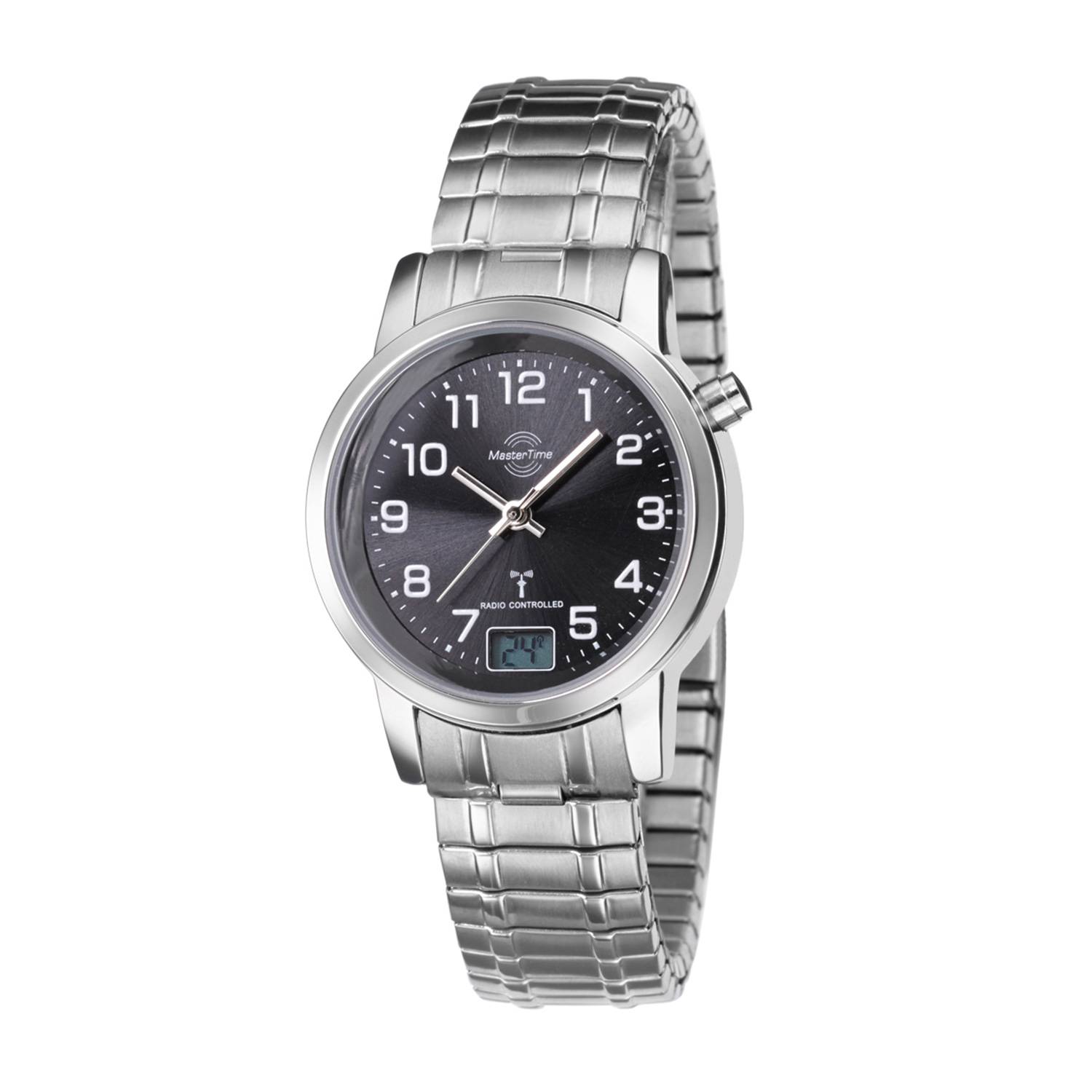 MasterTime Damenuhr MTLA-10309-22M, Funk, analog-digital, Edelstahl-Zugband