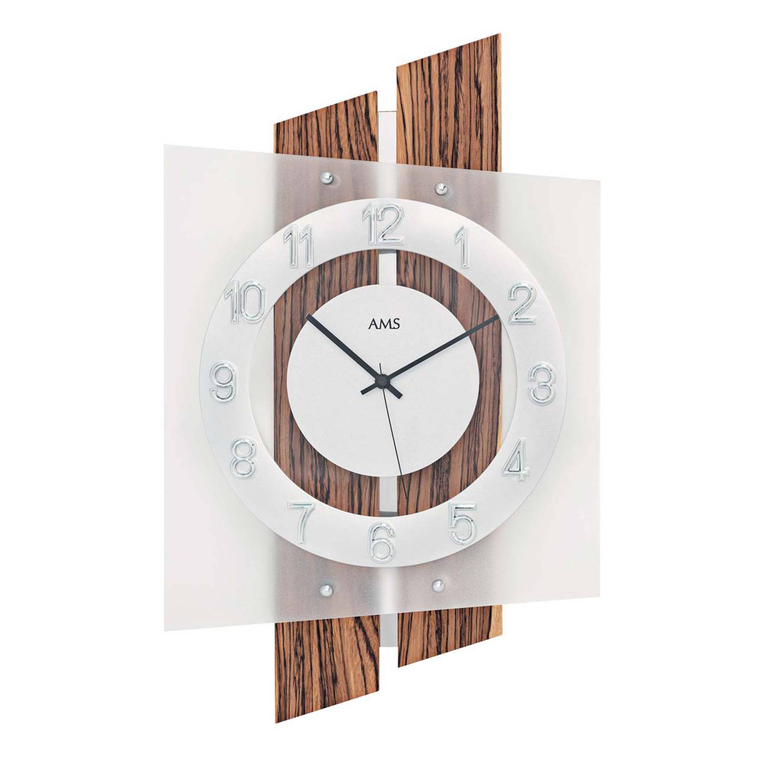 AMS 5531 Funk-Wanduhr, Holzgehäuse, Massivholz