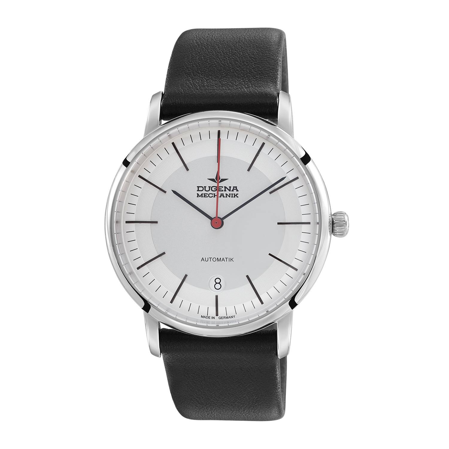 Dugena Herren-Armbanduhr Festa Bauhaus, Automatik, weißes Zifferblatt, Saphirglas