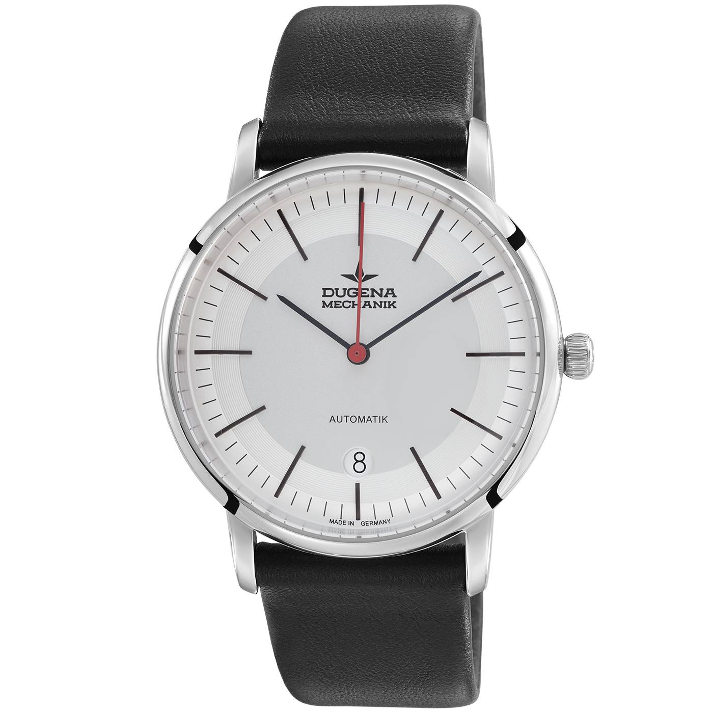 Dugena Herren-Armbanduhr Festa Bauhaus, Automatik, weißes Zifferblatt, Saphirglas