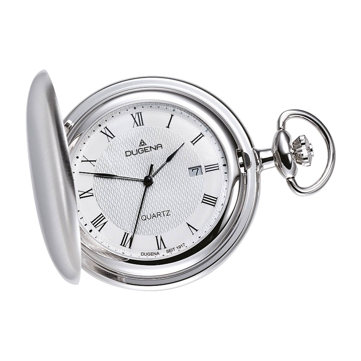 Dugena Taschenuhr 4288041-1, für Herren, Savonette, Quarz, weißes Zifferblatt