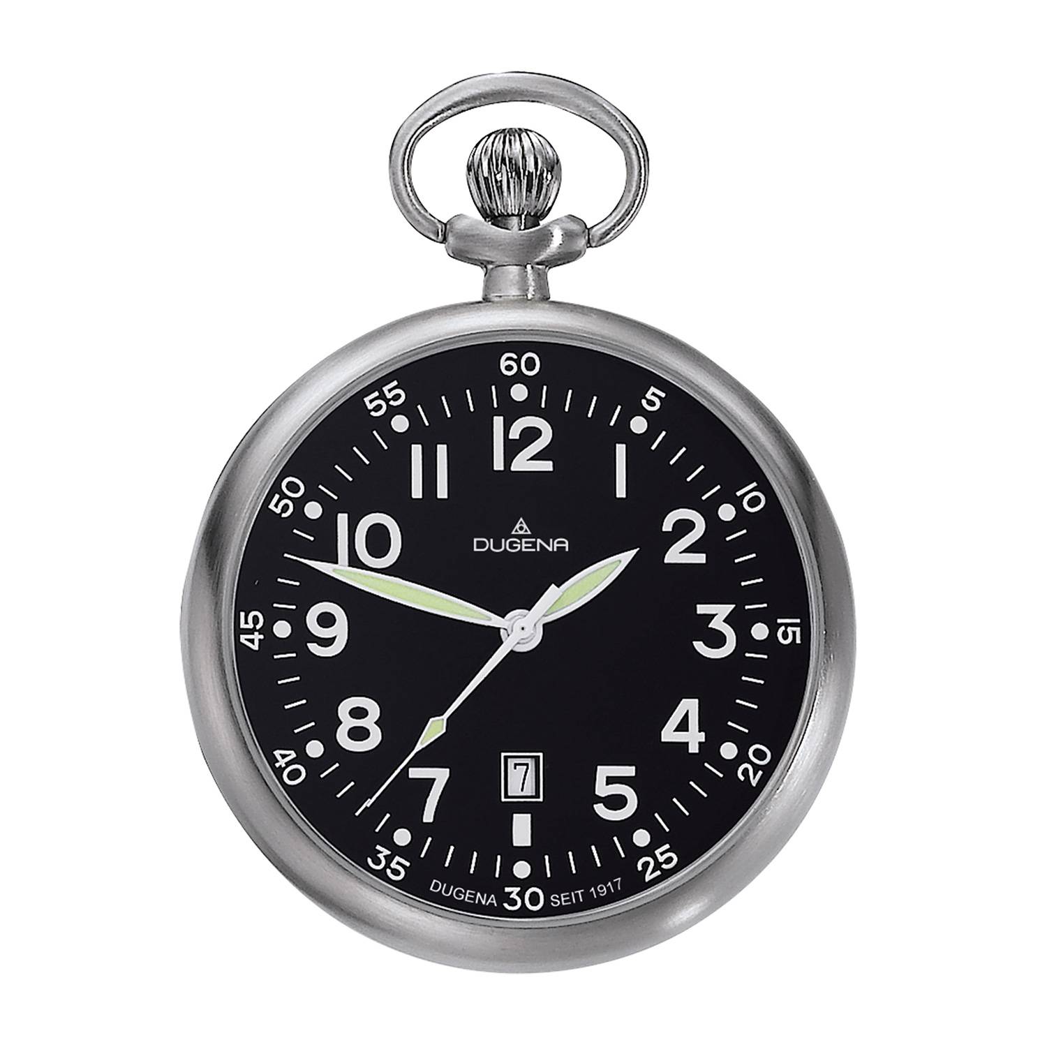 DUGENA Taschenuhr Lepine 4288289-1, Quarzwerk, Edelstahl, Mineralglas, Schwarz